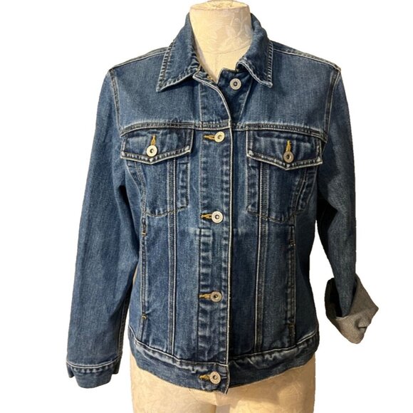Eddie Bauer Womens Jacket Blue S Small Jean Cotton Denim Classic Washable - Picture 1 of 9